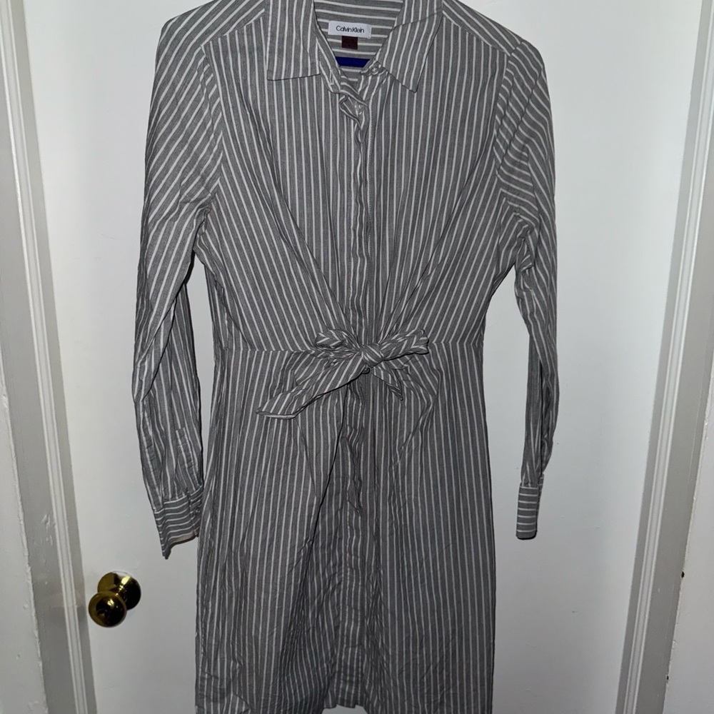 Calvin Klein Gray Striped Dress
